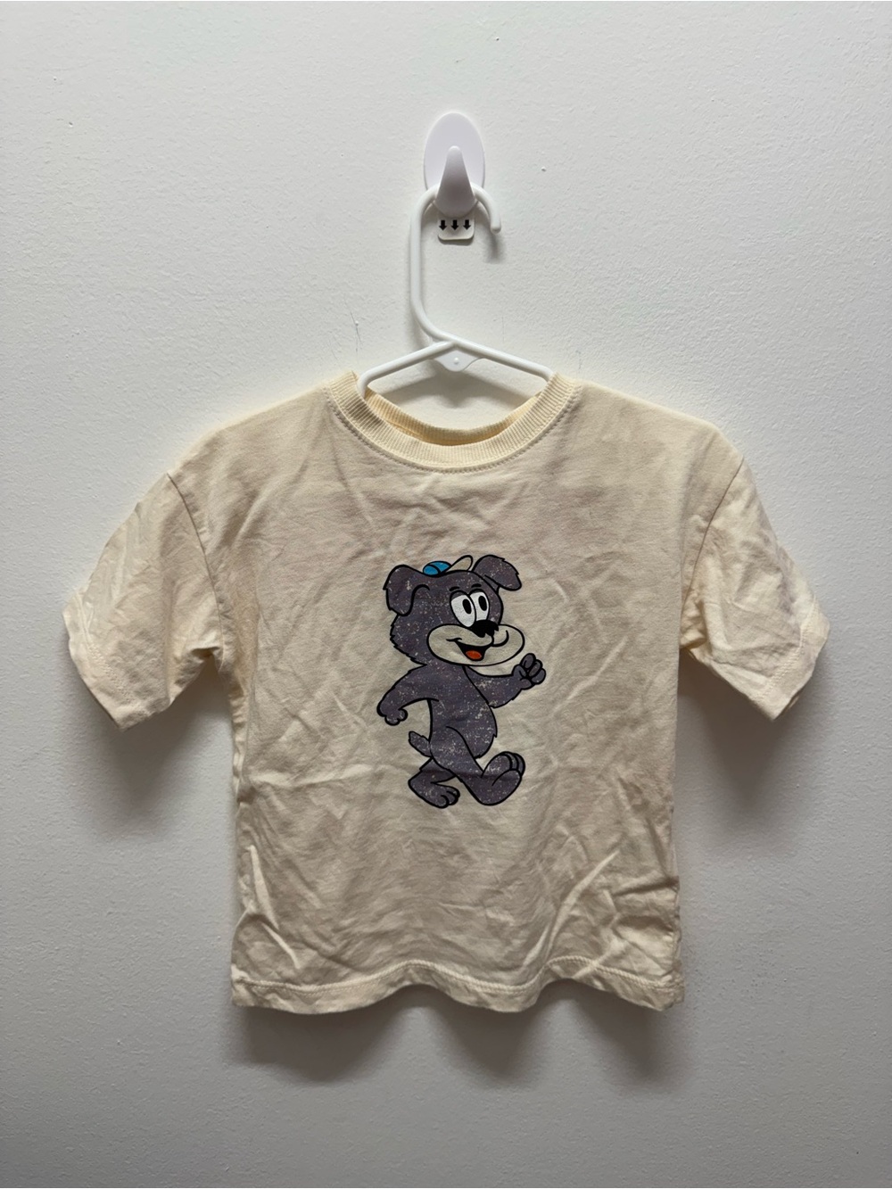 Zara Cream Short-Sleeve Tee with Purple Puppy Graphic